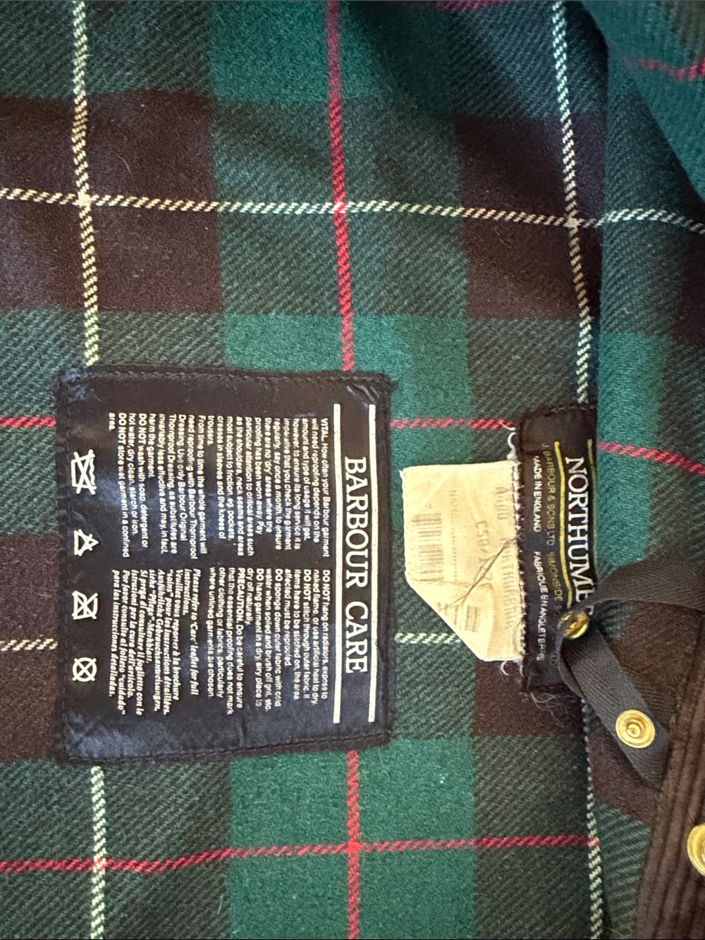 Barbour Dark Olive Waxed Cotton Field Jacket with Brown Cord Collar and Hat - Picture 5 of 16